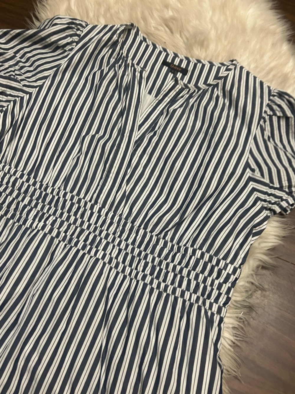 QUINCE 100% Organic Cotton Poplin Tiered Maxi Dress In Hudson Stripe Pockets - Picture 7 of 16